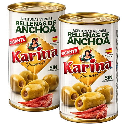 Aceituna Verde rellena de Anchoa - Calibre GIGANTE