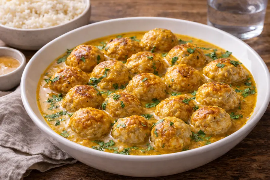 Receta Albóndigas de pollo al curry