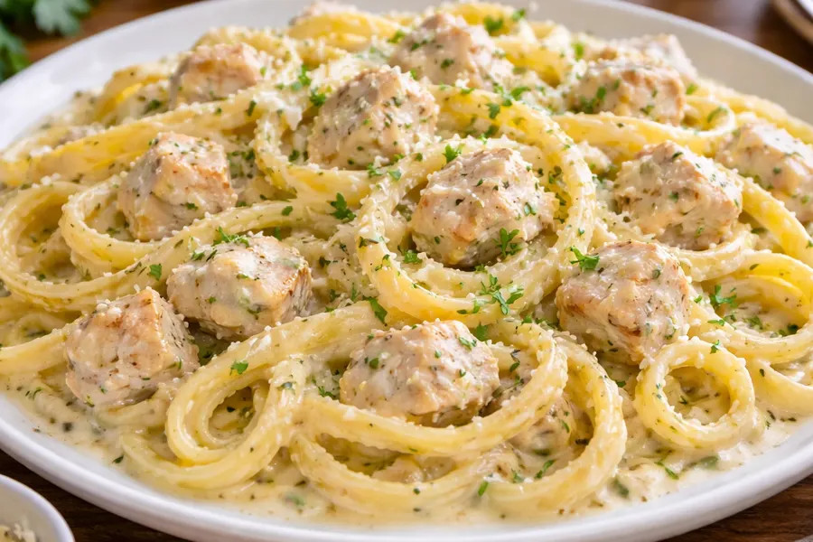 Receta Pasta a los 3 quesos con pollo