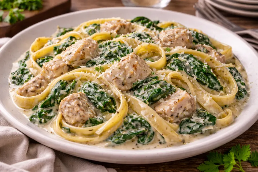 Pollo Alfredo con espinacas- Receta 216