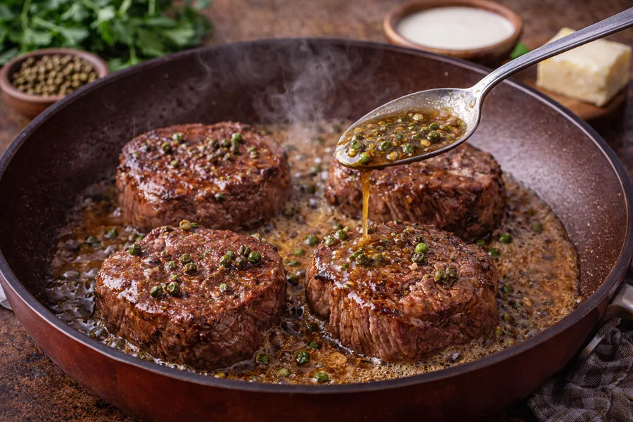 Foto 3 Solomillo de ternera en salsa de pimienta verde