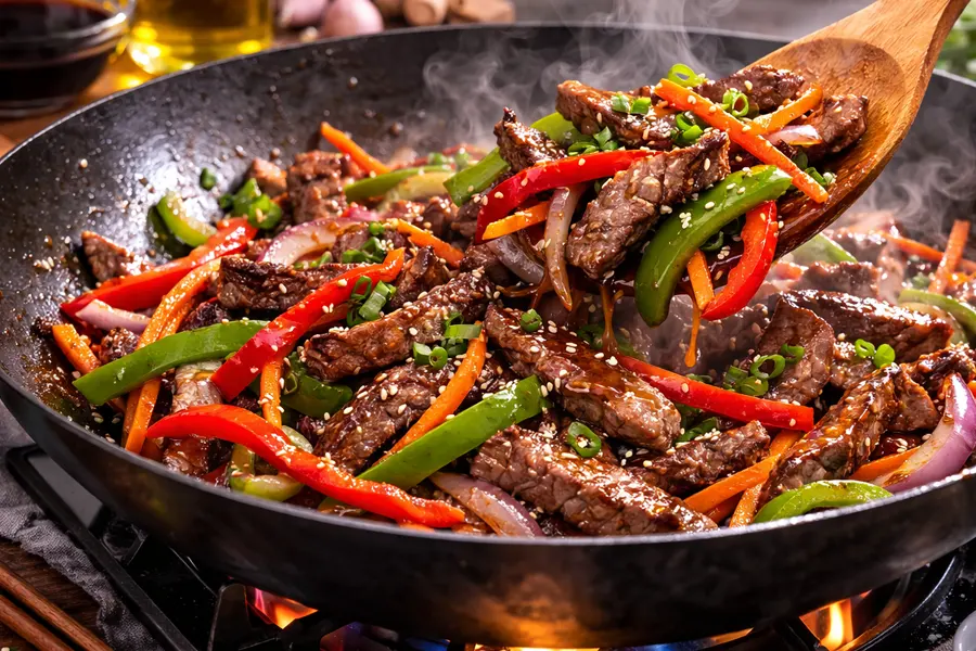 Foto 3 Tiras de ternera estilo wok con verduras: receta rápida y fácil